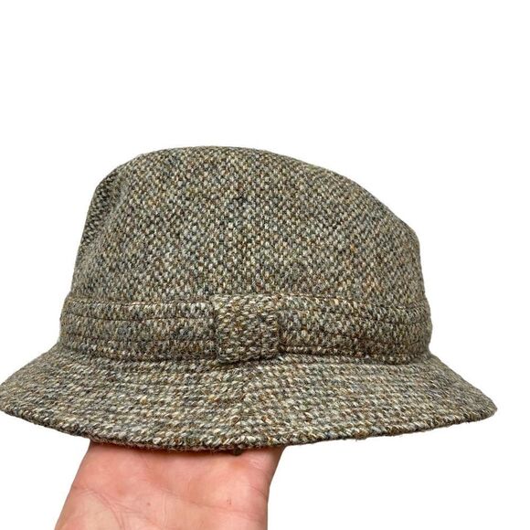 Vintage Handwoven Harris Tweed Brand‎ Wool Fedora Hat Size 6 7/8